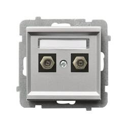 Gniazdo antenowe typu F podwójne Ospel Sonata Srebrny Mat