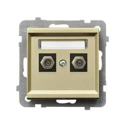 Gniazdo antenowe typu F podwójne Ospel Sonata Szampański Złoty