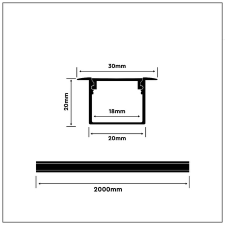 Profil Aluminiowy V-TAC 2mb Anodowany, Klosz Mleczny, Wpuszczany, Na dwie taśmy VT-8119 5 Lat Gwarancji
