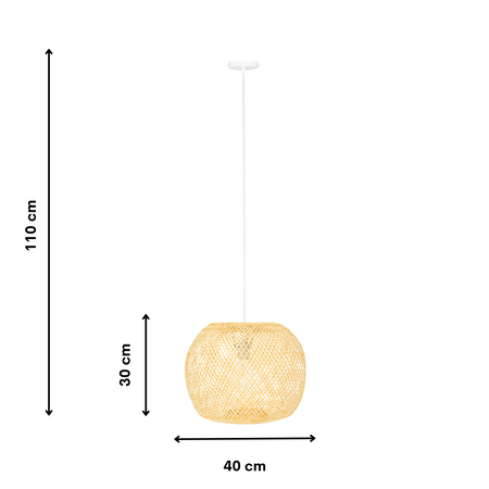 Lampa wisząca biała BOHO bambusowa 40cm BMB03