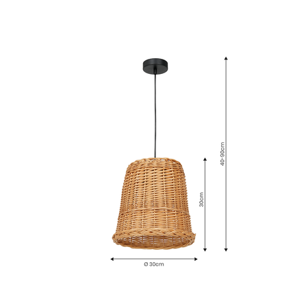 Lampa wisząca VIMINI NATURAL WOOD 1xE27 wiklinowa boho