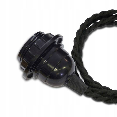 Oprawka dekoracyjna E27 bakelitowa z pierścieniem Loft czarna