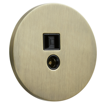 Gniazdo TV/RJ45 podtynkowe okrągłe metalowe TOGGLICA ROUND  patyna szczotkowana