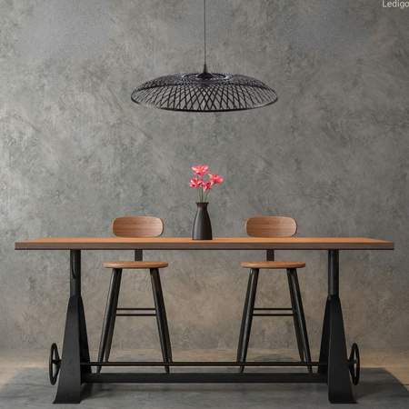 Klosz boho płaski bambusowy czarny talerz 60cm