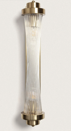 Kinkiet ścienny ryflowany z Metalu i Szkła MARSEN 2xE14 złoty