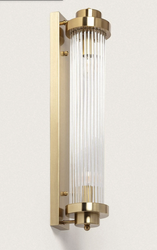 Kinkiet ścienny ryflowany z Metalu i Szkła MARSEN 2xE14 złoty