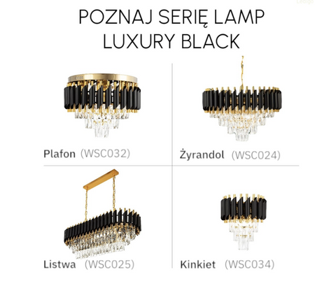 Lampa sufitowa kryształowa Luxury black 5xE14 40cm