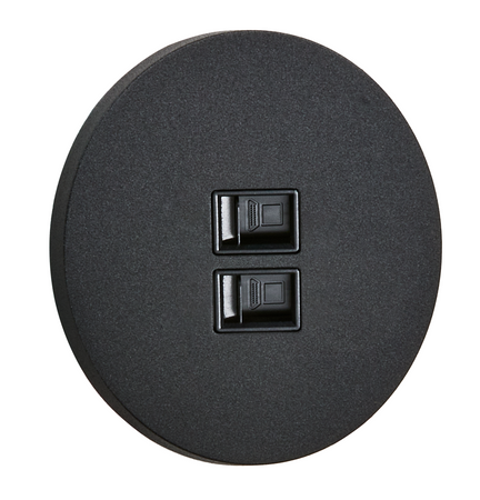 Gniazdo 2xRJ45 podtynkowe okrągłe metalowe TOGGLICA ROUND czarny mat 