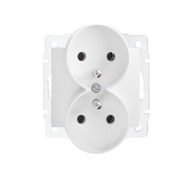 Gniazdo zasilające francuskie podwójne z uziemieniem LOGI białe