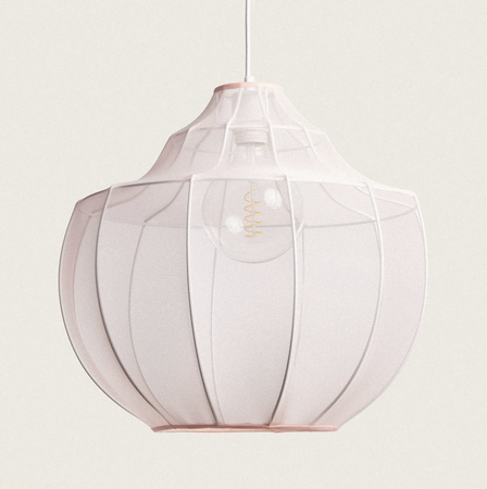 Lampa Wisząca z Metalu i Tkaniny Ayla pastelowy róż 45cm