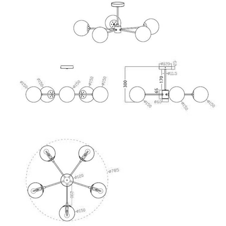 Light prestige Roma 5 wisząca czarna LP-1345/5P BK