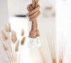 Lampa wisząca jutowa biała sznur konopny 3 oprawy