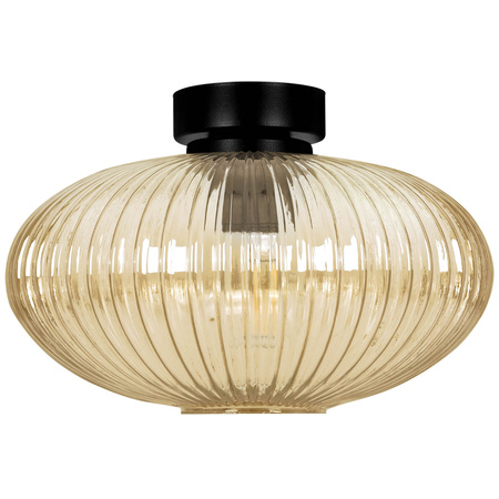Prosta lampa sufitowa, czarno-bursztynowa K-5674 z serii DROP