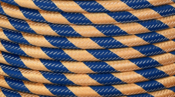 Dekoracyjny Przewód w oplocie SERPENTYNA  granatowy - mosiądz kabel 2x0,75