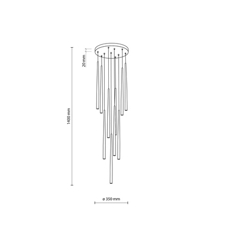 Lampa wisząca PIANO Black/Gold 10xG9