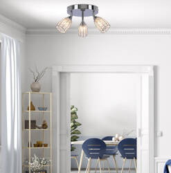 Shiba lampa sufitowa plafon chromowy 3x15w g9 klosz bezbarwny