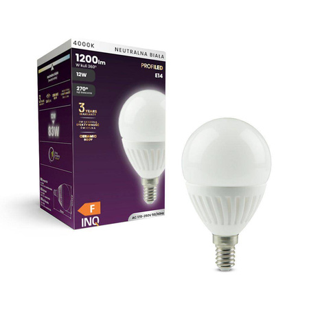 LAMPA LED  DECO E14 GLOB G60 12W 1200lm 4000K ceramika INQ