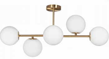 Lampa sufitowa Milano złota 5xE14 mleczne kule EP1C19