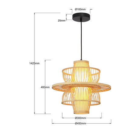 Rattanowa lampa wisząca Astra naturalna 1xE27 Boho