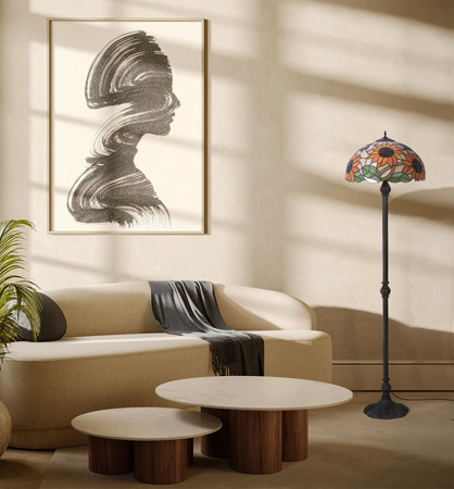 Wysoka lampa podłogowa z okazałym kloszem K-F16814 z serii SUNFLOWER