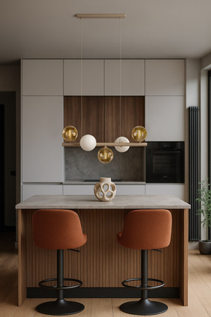 Lampa wisząca kule mleczne bursztynowe 5xG9 K-5846z seri LEMO