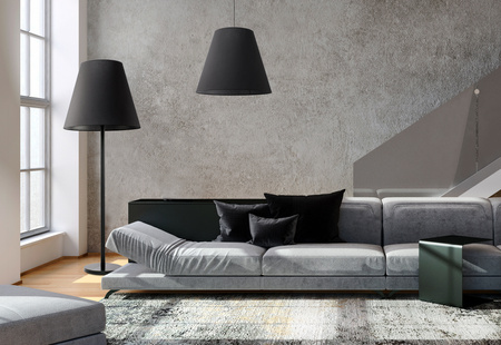 Nowodvorski Lampa stojąca podłogowa czarna MOSS 