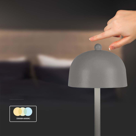Lampka Biurkowa Nocna V-TAC 3W LED 30cm Ładowanie USB Ściemnianie Szara 