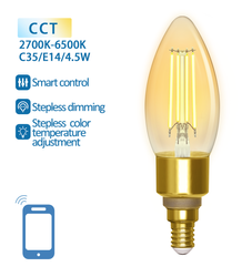 Inteligentna żarówka Smart LED FILAMENT E14 świeczka 4,5W Wi-Fi CCT  bursztynowa