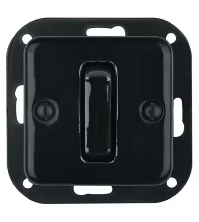 Włącznik ceramiczny podtynkowy pojedynczy schodowy kwadrat czarny bez ramki