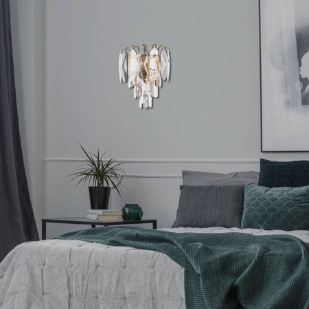 Kinkiet ścienny luksusowy kryształowy Luxury Gold Grey WSC027