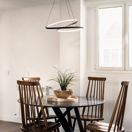 Lampa dekoracyjna wisząca led 60W czarna sterowana pilotem
