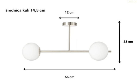 Lampa sufitowa Milano chrom mat podwójna 2xE14 mleczne kule