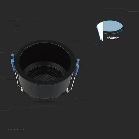 Oczko V-TAC GU10 Hoyne Comb Aluminium Okrągłe Czarne VT-9001RD