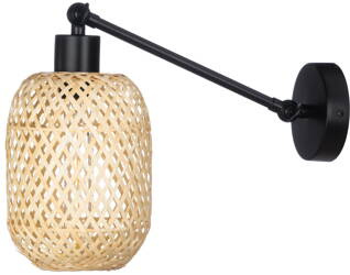 Kinkiet metalowy czarny klosz duży bambus