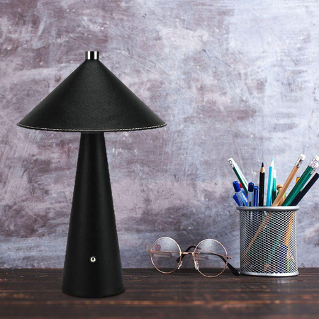 Lampka Biurkowa Nocna V-TAC 3W LED 33cm CCT Ładowanie USB-C Ściemnianie Czarna Skóra 