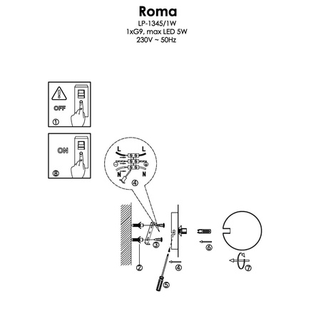 Kinkiet Roma 1xG9 złoty