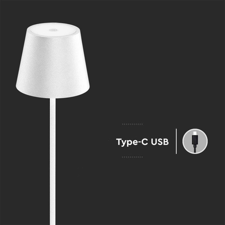 Lampa Podłogowa V-TAC 4W LED Biała IP54 Ładowalna VT-7544-W 3000K 300lm