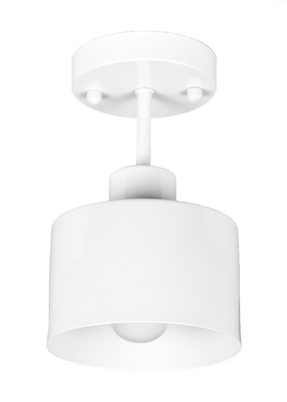 Klosz metalowy biały kubełek loft E27
