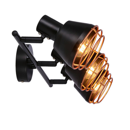 Lampa ścienna/sufitowa czarna klosz miedziany 3xE14 40W Neria 