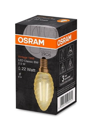Żarówka led E14 2,5W 220lm 2400K vintage BW22 świeca Osram