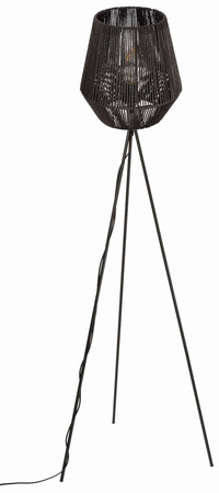 Lampa podłogowa NEPTUN trójnóg klosz pleciony czarny