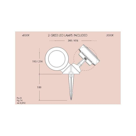 Oprawa TOMMY-EL 2L SPIKE szary X LED GX53 2X3W 3000K