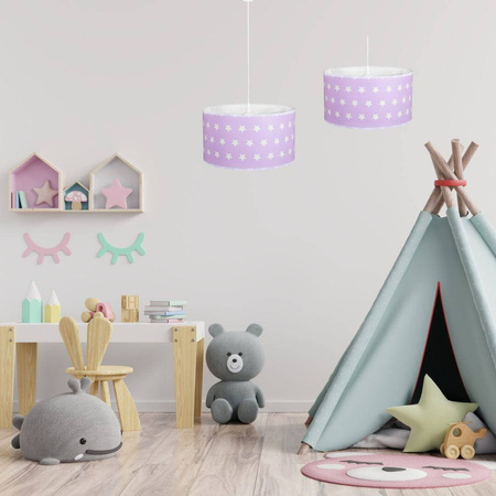 Lampa wisząca z abażurem dziecięca różowa gwiazdki
