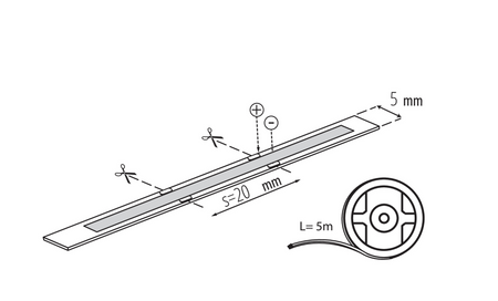 Taśma LCOB S 8W/m 24V 6500K IP20 wąska 5mm rolka 5m