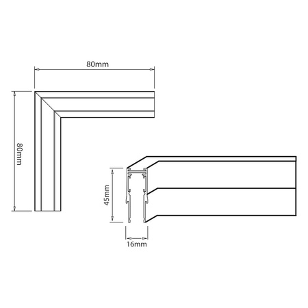 Narożnik natynk L bok magnetic track 10mm