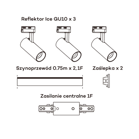 Ice SET 1F szynoprzewód czarny LP-732 3W BK SET