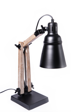 Industrialna  Lampka biurkowa czarna naturalne drewno / metal Loft