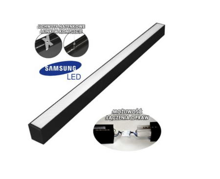 Oprawa liniowa Led Cabail 40W 4000K 1,2m czarna Samsung możliwość łączenia
