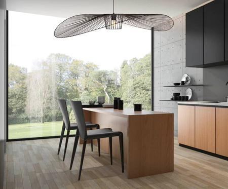 Druciany, czarny żyrandol do eleganckiego biura KP-21 z serii KAPELUSZ