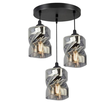 Lampa wisząca czarna/dymiona talerz 3xE27 Felis 33-00200